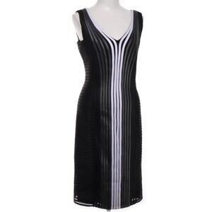 Frank Lyman Black and White Striped Midi Dress